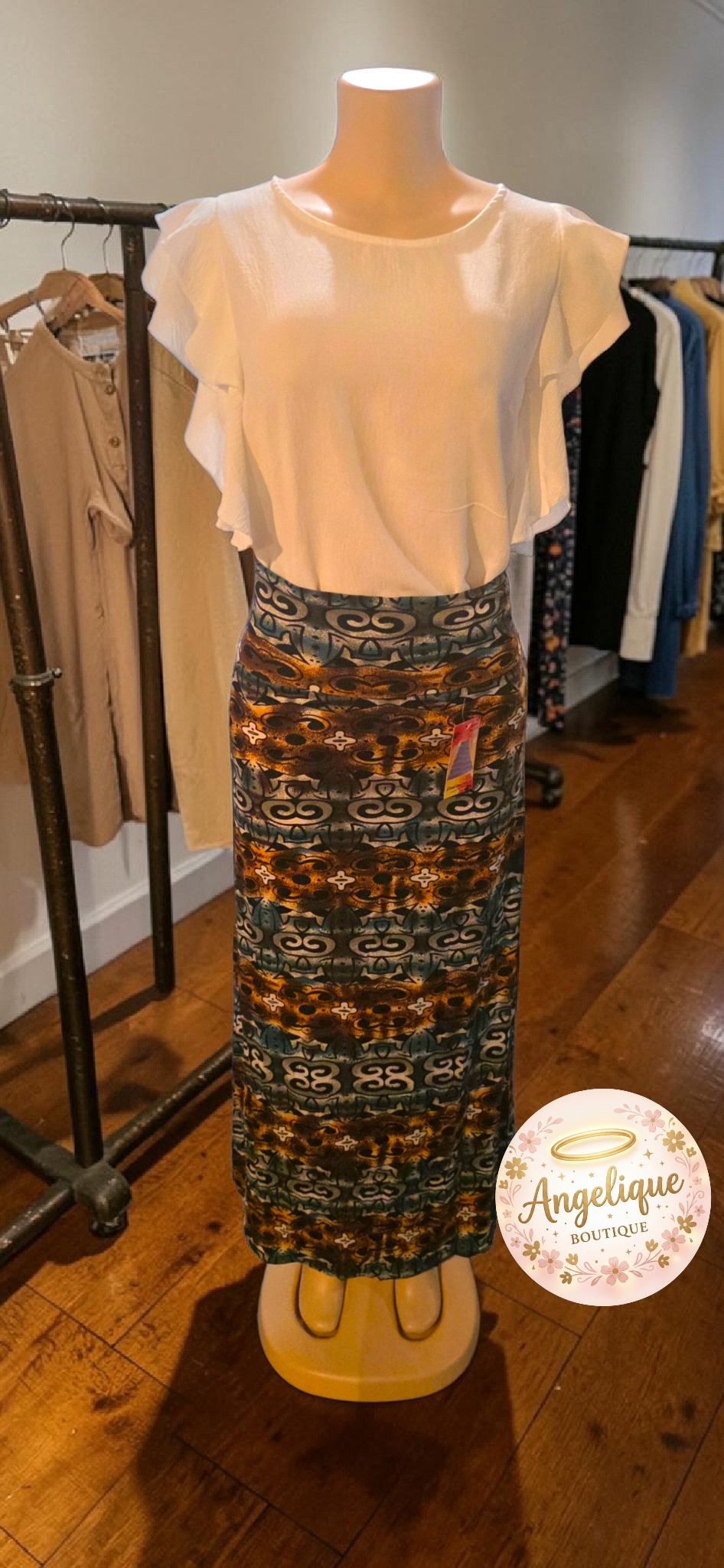 Falda Maxi Mosaico con Stretch – 65% Algodón / 35% Poliéster