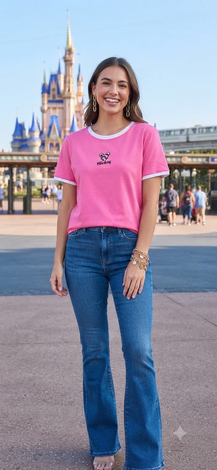Blouse with Cartoon Character Print Small-Medium and Large-Extra-Large