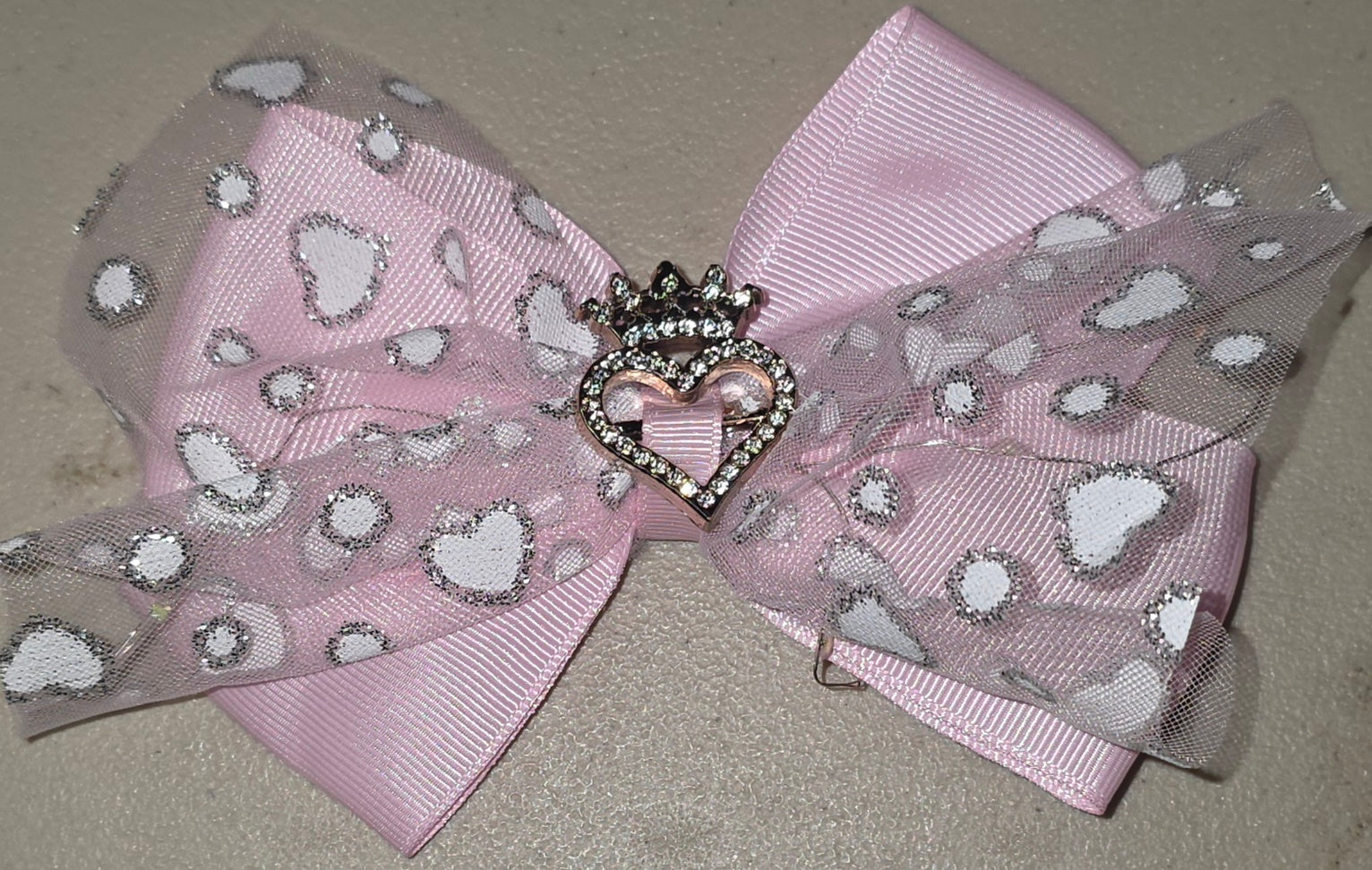Princess Crown Heart Hair Bow with Light