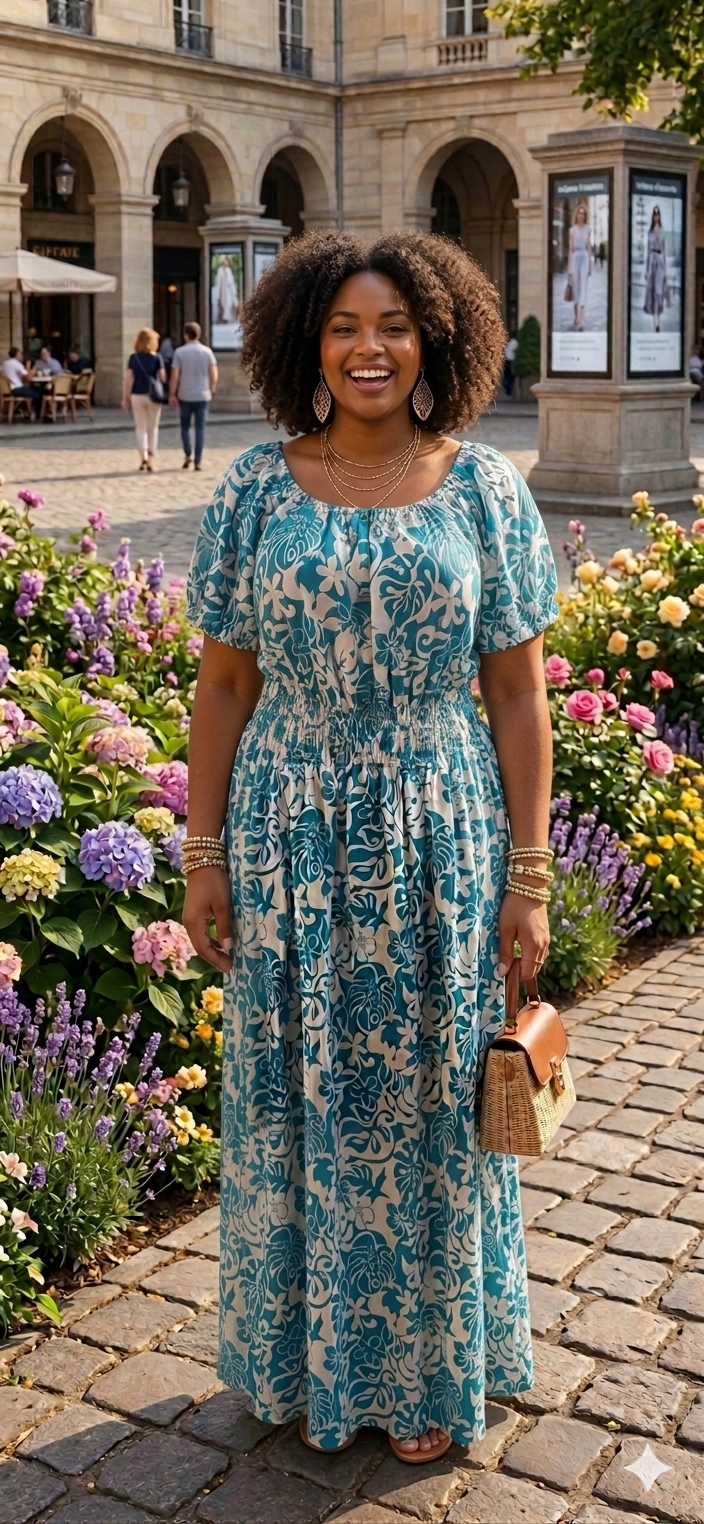 Vestido Floral con Elástico en Cintura