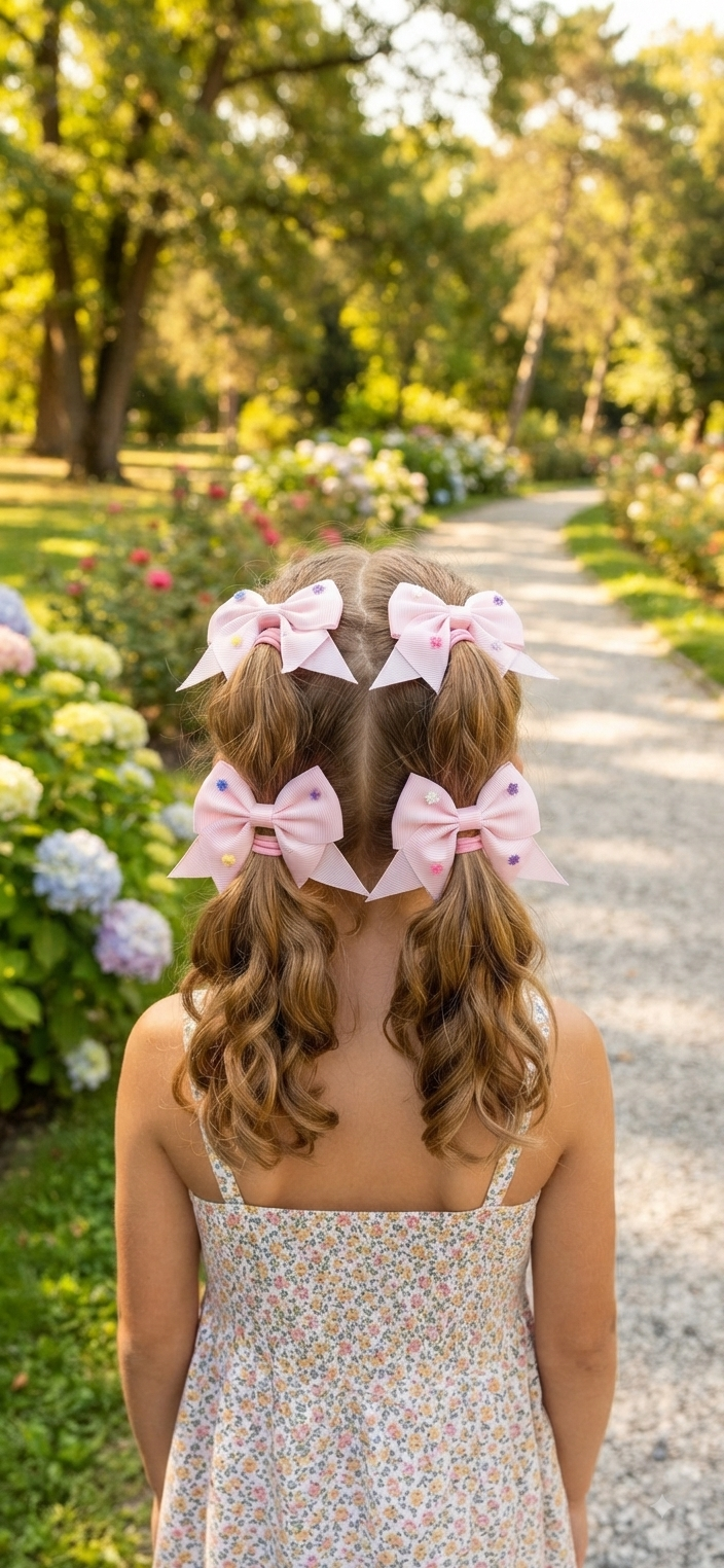 Girls Hair Bows Set of 4 – Colorful Bow Clips for Kids