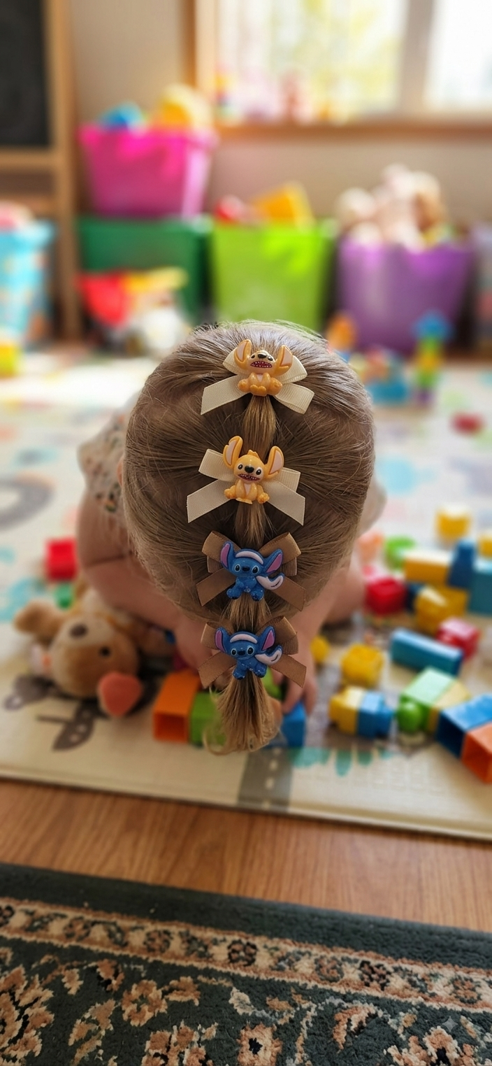 Stitch and Angela Hair Bows for Girls – Cute Character Bow