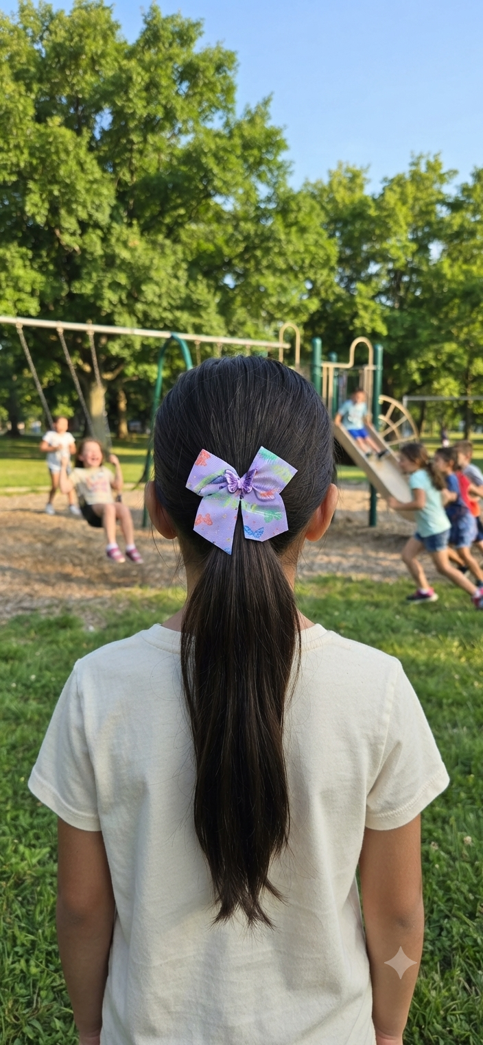 Rainbow Butterfly Hair Bow Girls Grosgrain Ribbon Clip