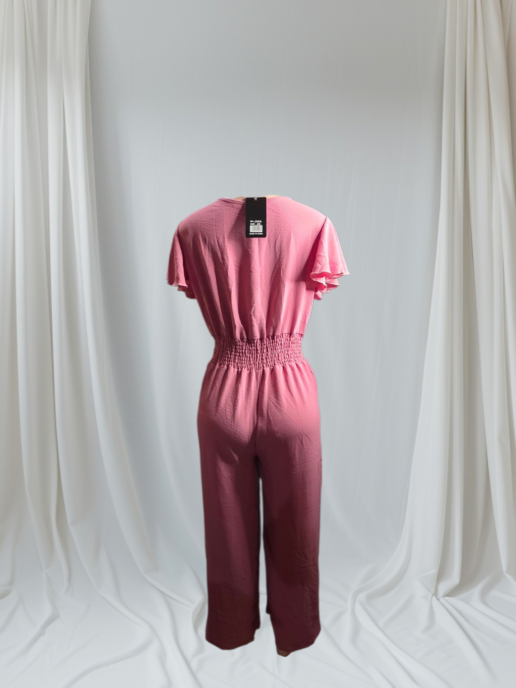 Enterizo Jumper Largo Liso con Escote en V y Faja Stretch en la Cintura | S/M y L/XL