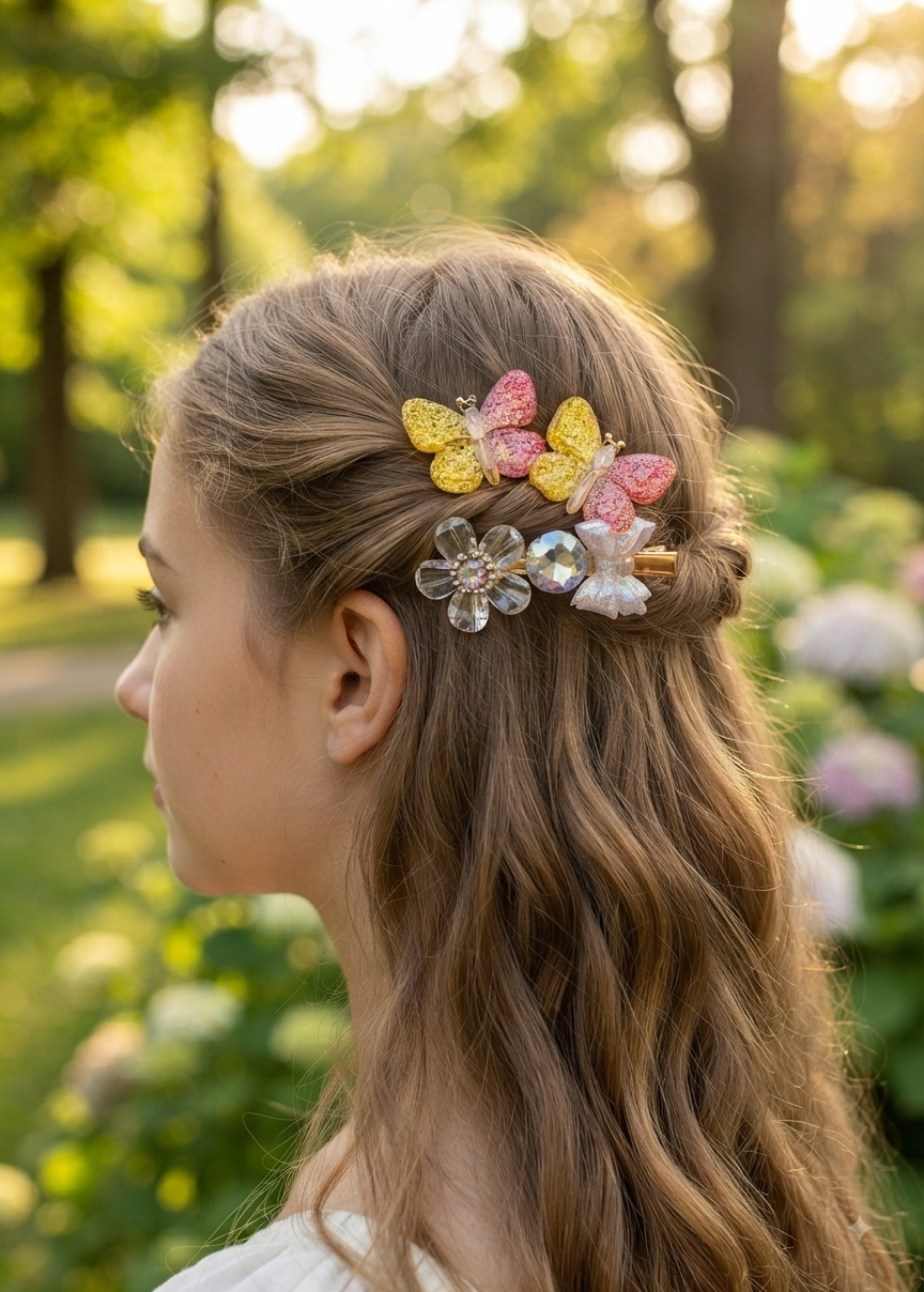 Butterfly Hair Pins Set of 2 – Glitter Bobby Pins for Girls