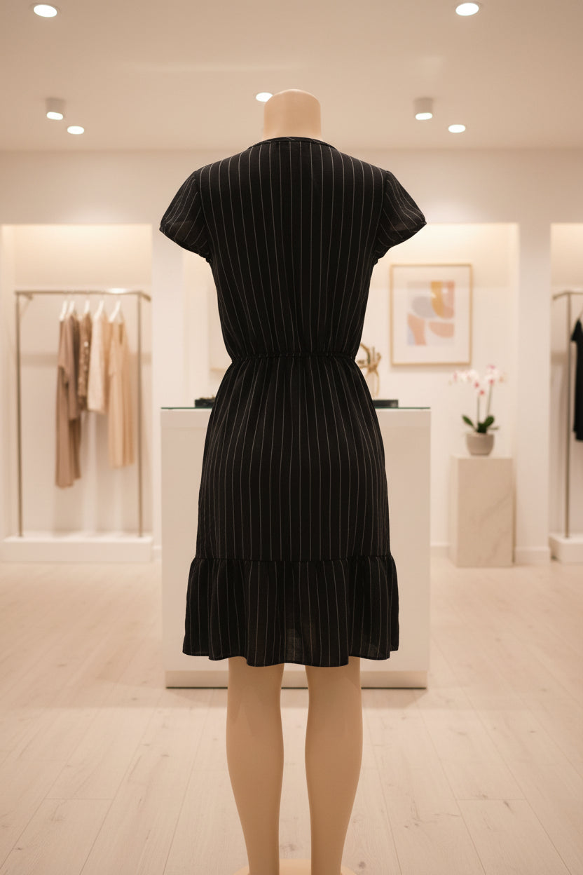Vestido Corto con Botones y Líneas | Alta Calidad