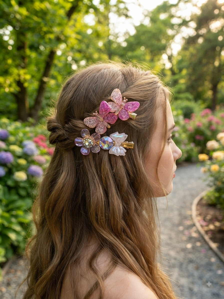 Butterfly Hair Pins Set of 2 – Glitter Bobby Pins for Girls