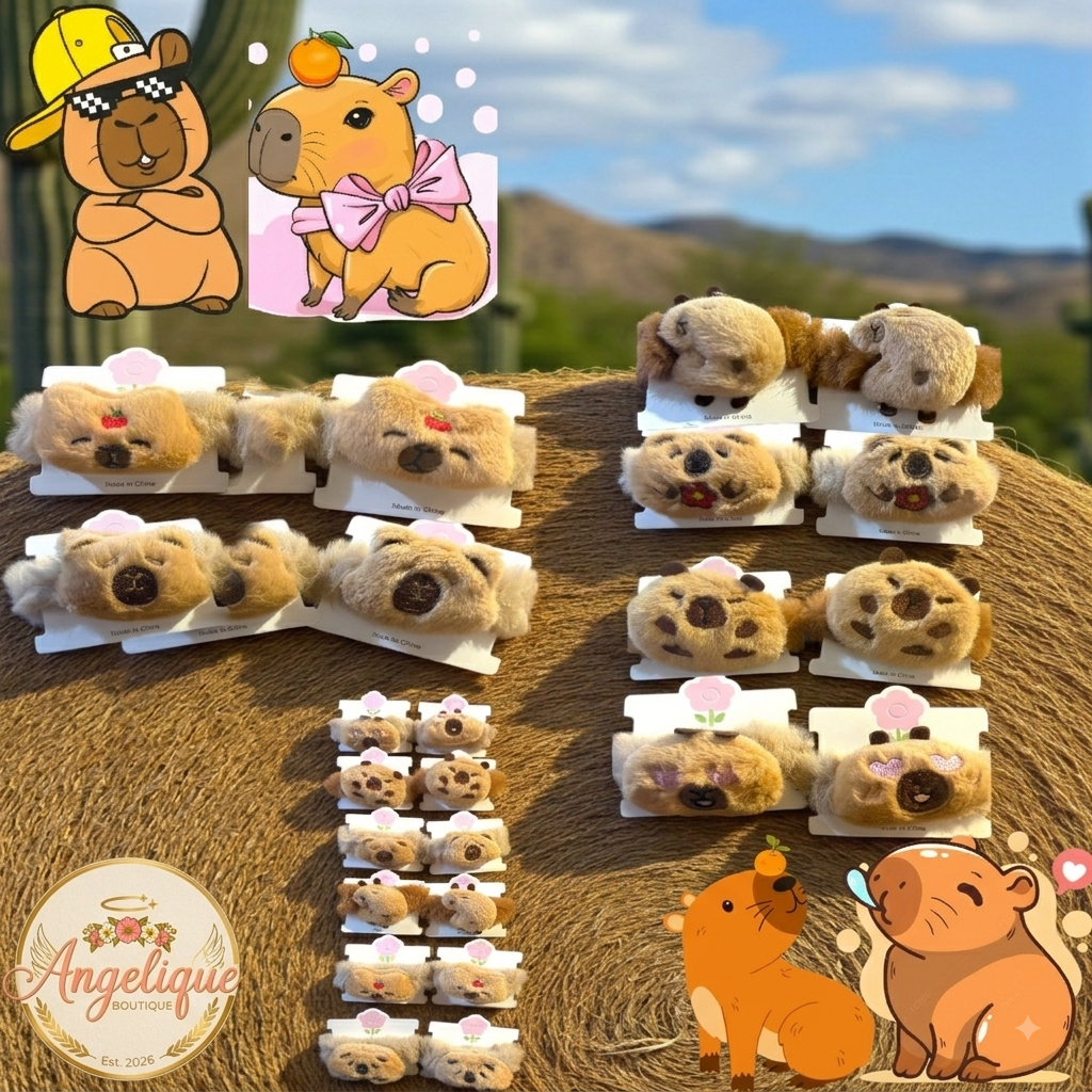 Capybara Hair Ties Set of 2 – Cute Animal Scrunchies