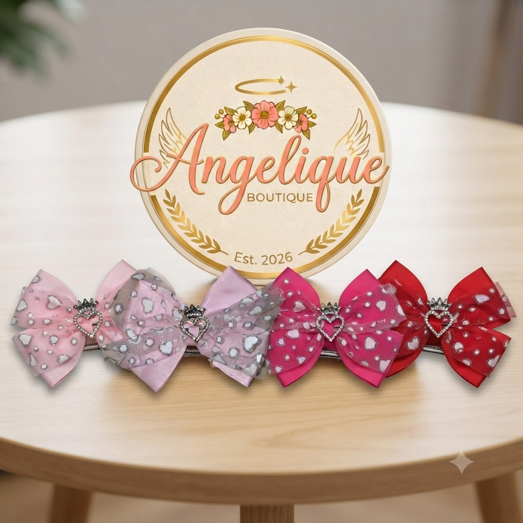 Princess Crown Heart Hair Bow with Light