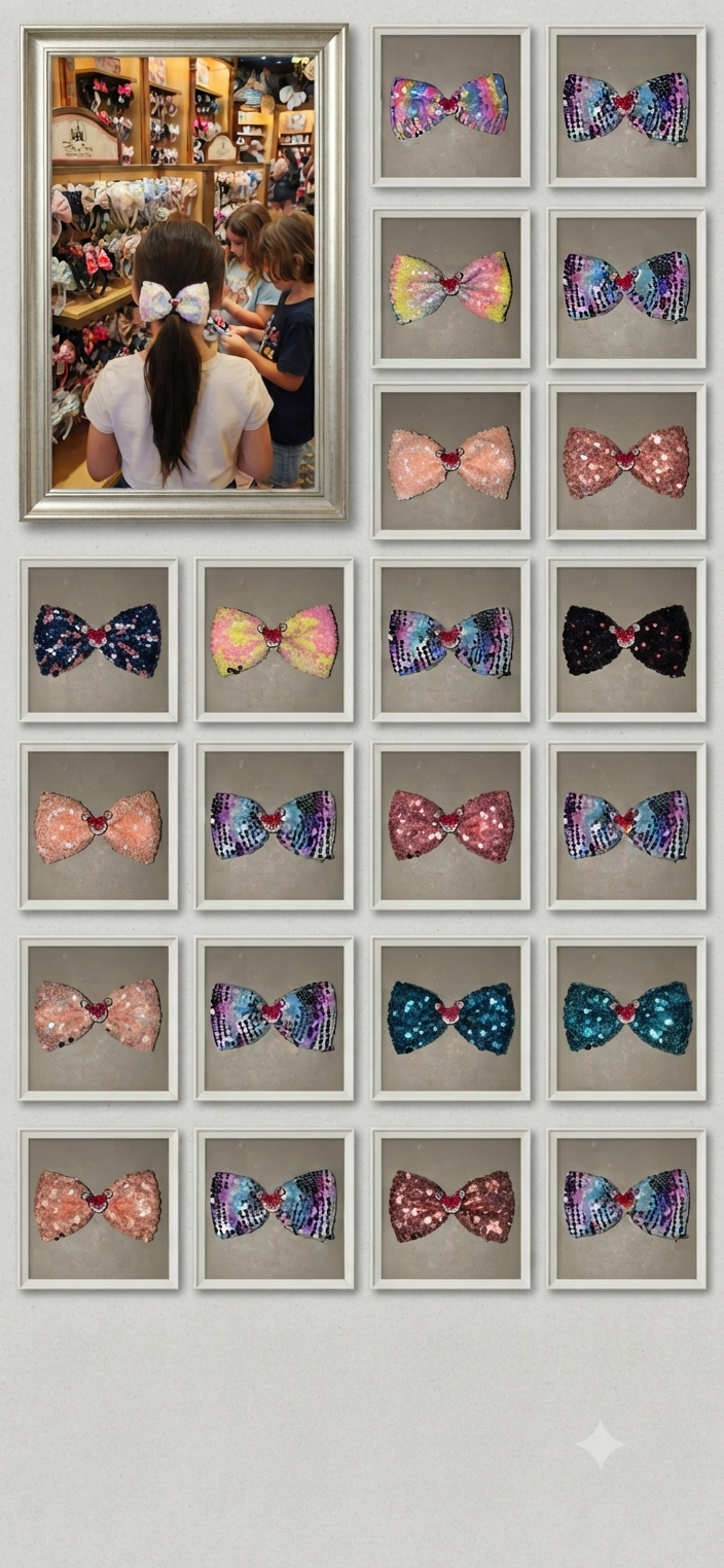 Large Sequin Mouse Ear Hair Bow for Girls