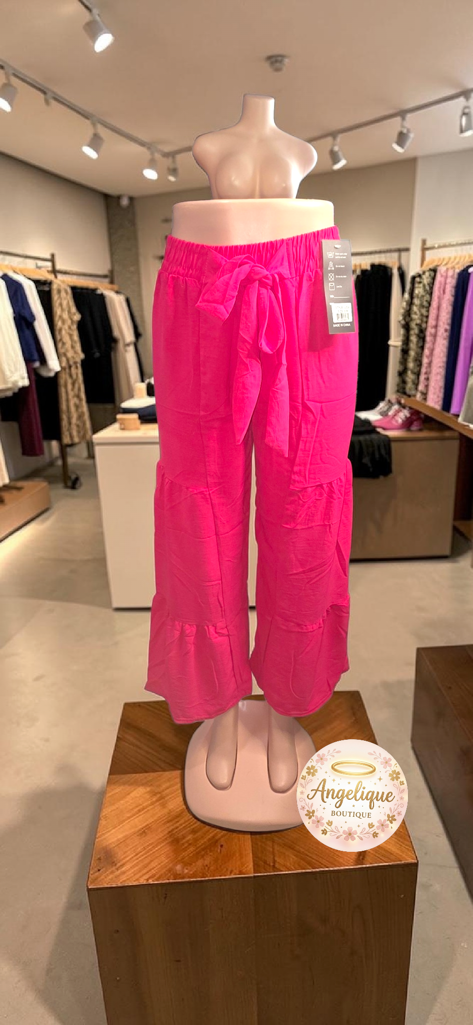 Pantalón Palazzo Largo | Rosa Fucsia, Rosa Claro & Negro