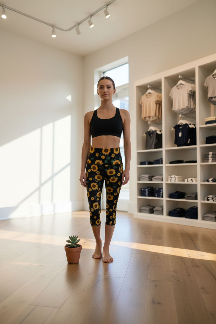 High Compression Midi Floral Leggings