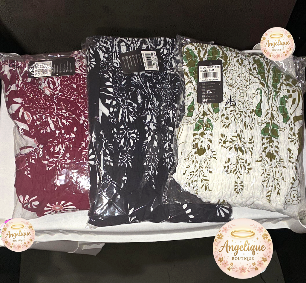 Vestido Floral con Estampado y Elástico en Cintura y Brazos