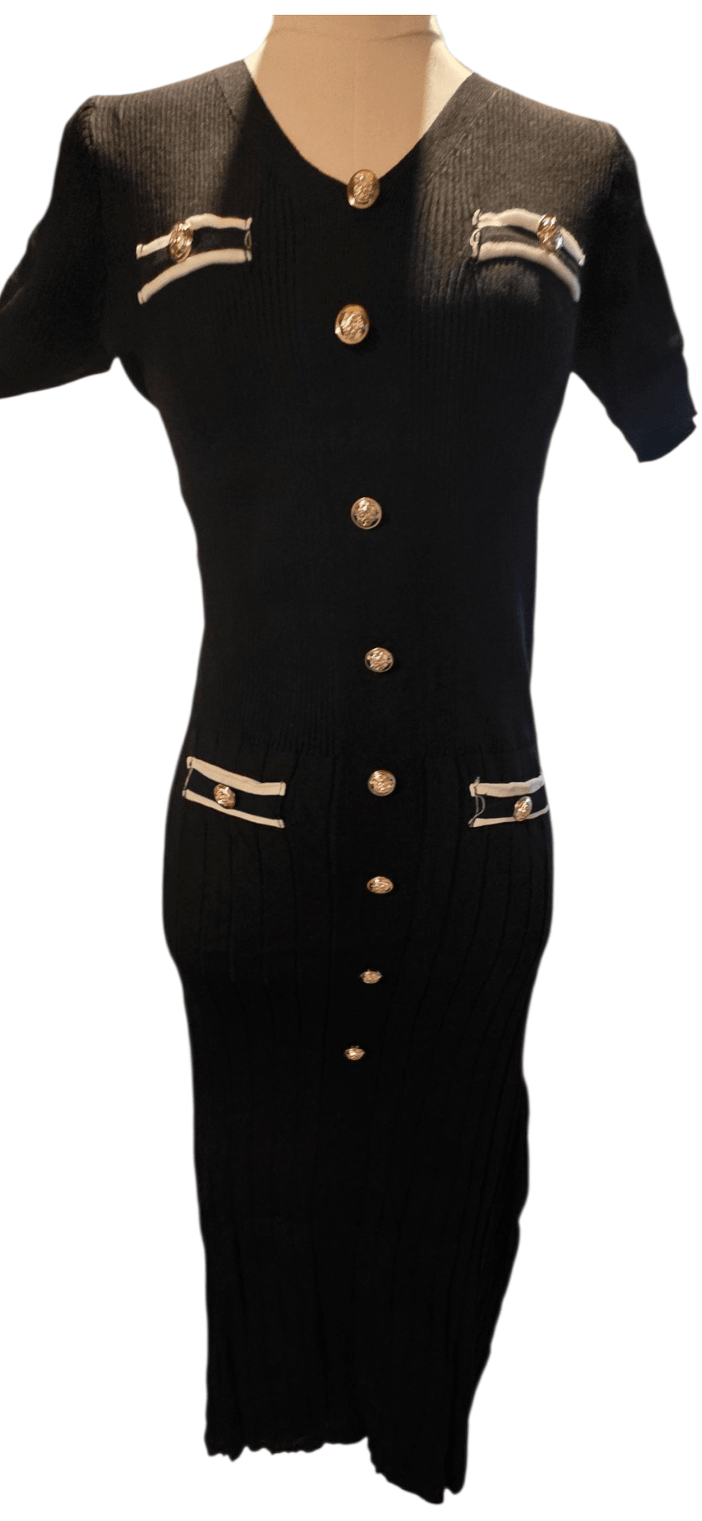 Button-Front Midi Dress with Front Pockets | Angelique Boutique