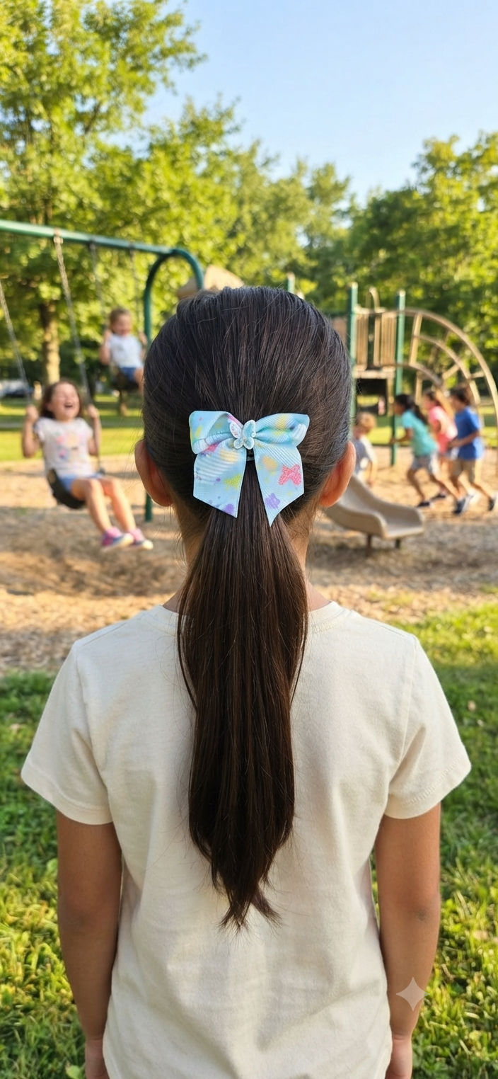 Rainbow Butterfly Hair Bow Girls Grosgrain Ribbon Clip