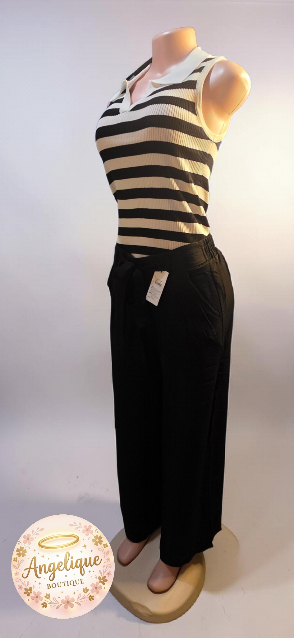 Blusa Rayada Sin Mangas Cuello en V – 100% Poliéster | 5 Combinaciones de Color
