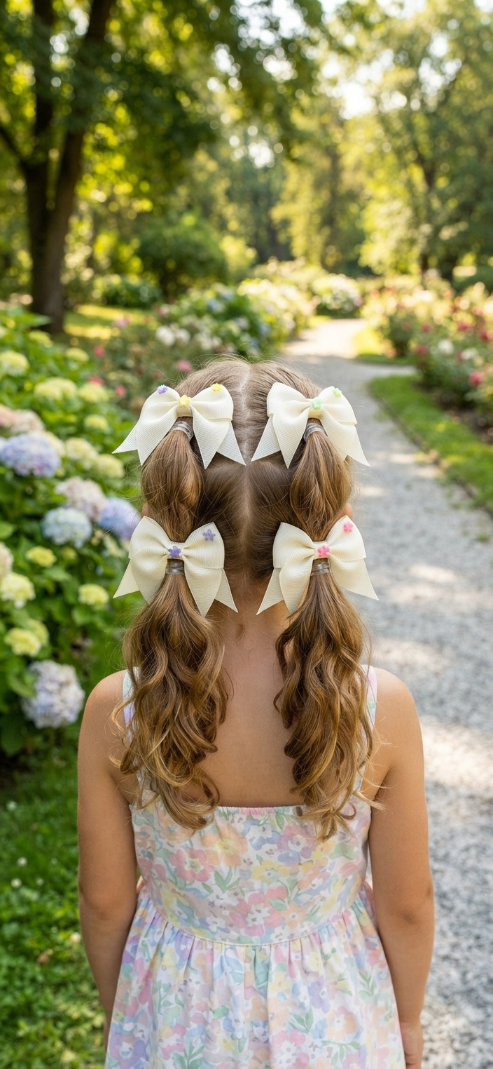 Girls Hair Bows Set of 4 – Colorful Bow Clips for Kids