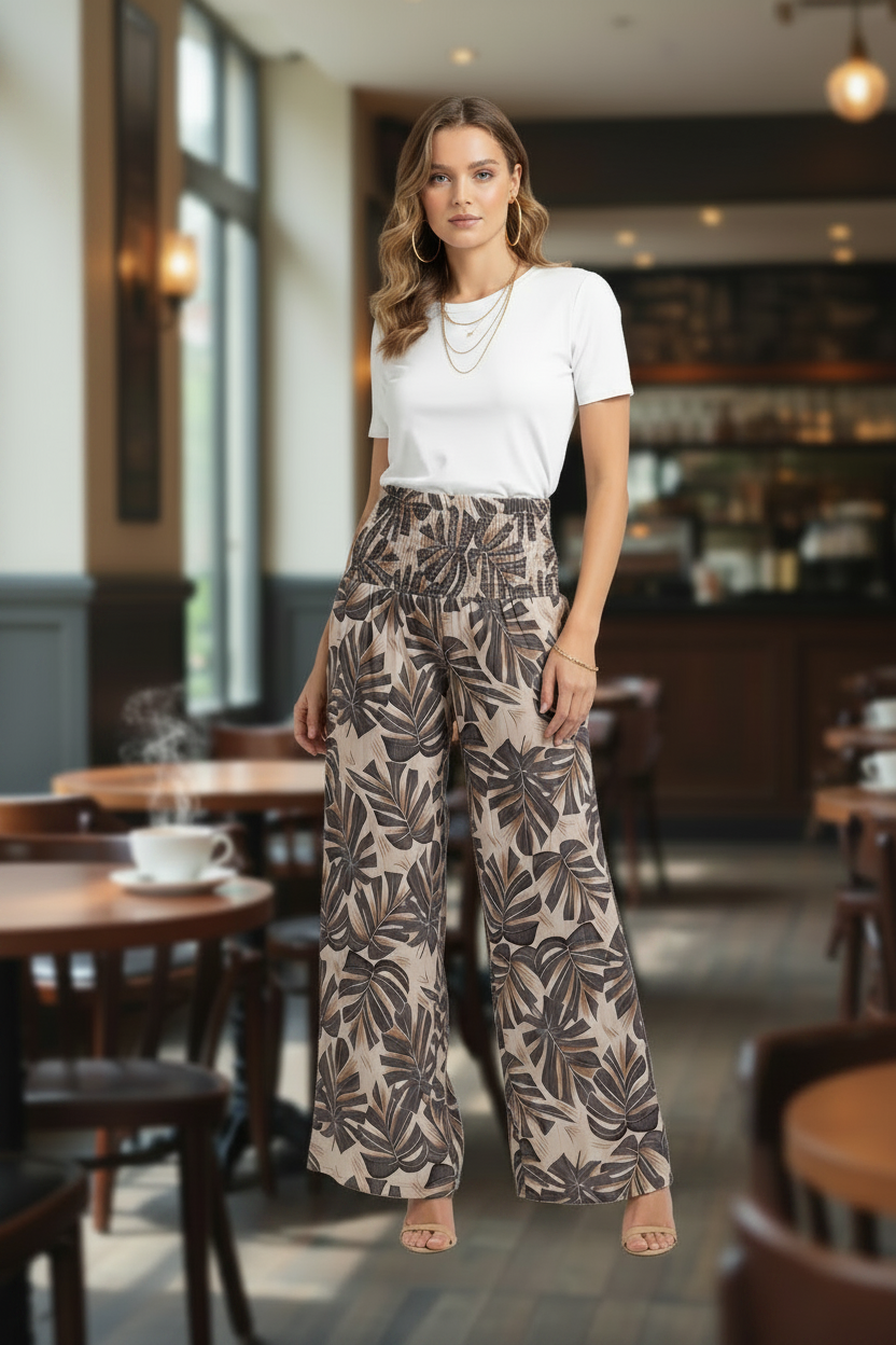 Pantaloneta Palazzo con Estampado Floral 🌸 | Fluida y Elegante