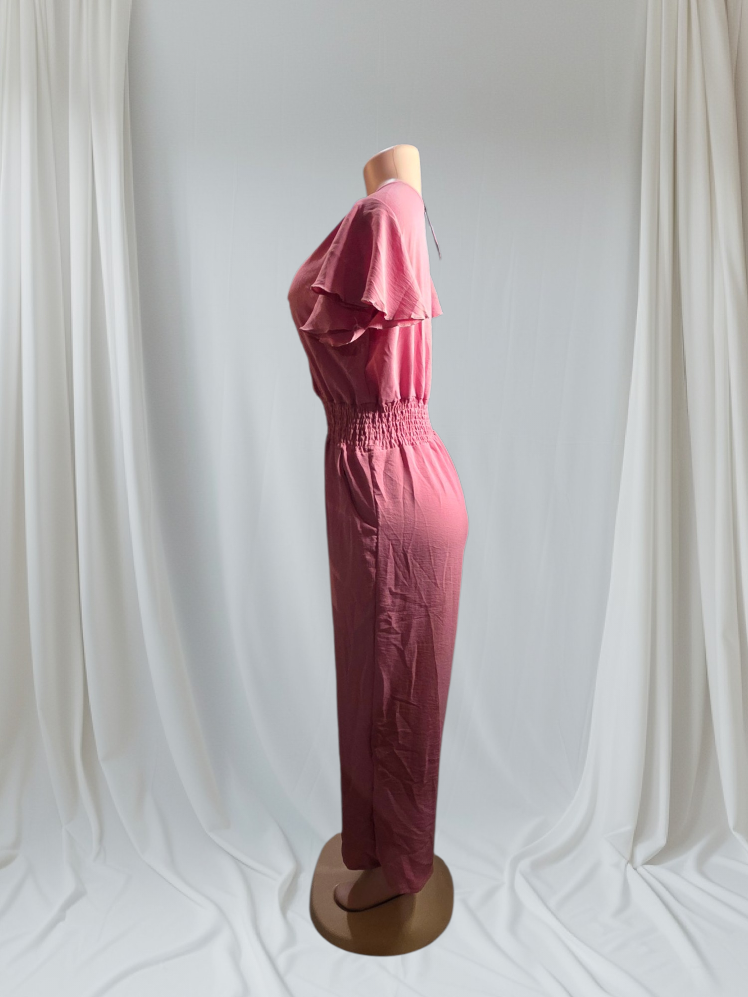 Enterizo Jumper Largo Liso con Escote en V y Faja Stretch en la Cintura | S/M y L/XL