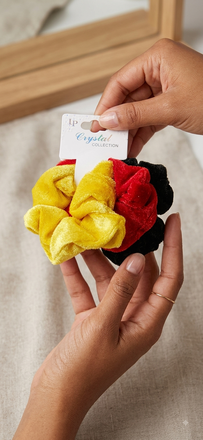 Set of 3 Scrunchies – Soft Elastic Hair Ties for Women