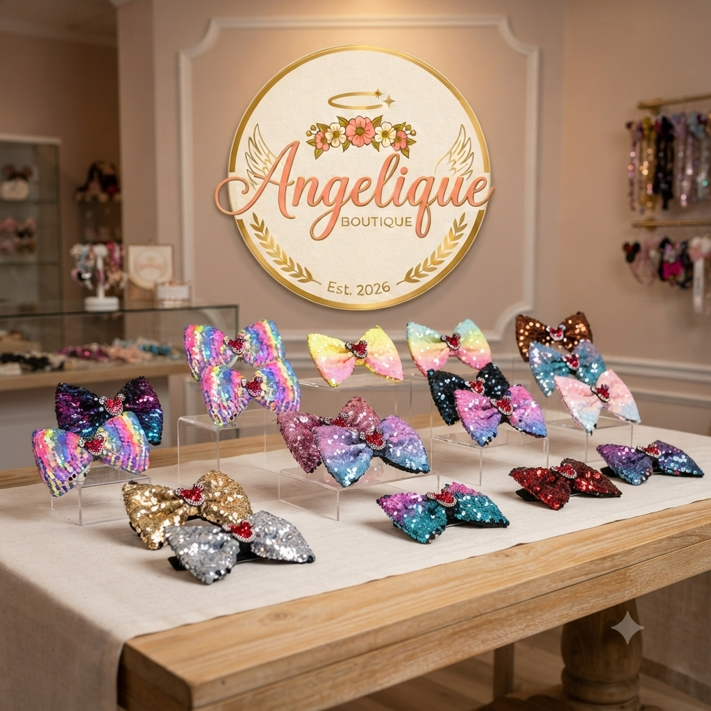 Large Sequin Mouse Ear Hair Bow for Girls