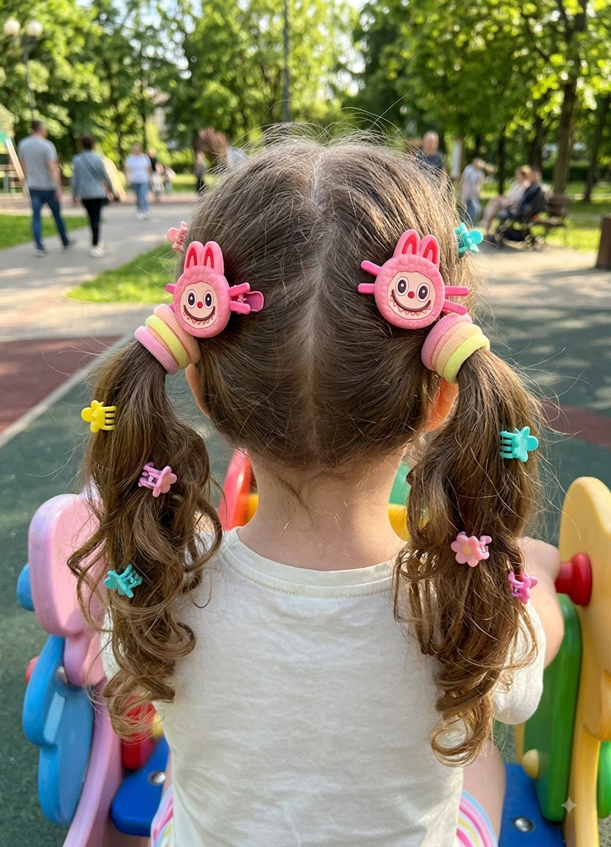 La Bubu Hair Clips Set of 14 – Cute Character Mini Clips