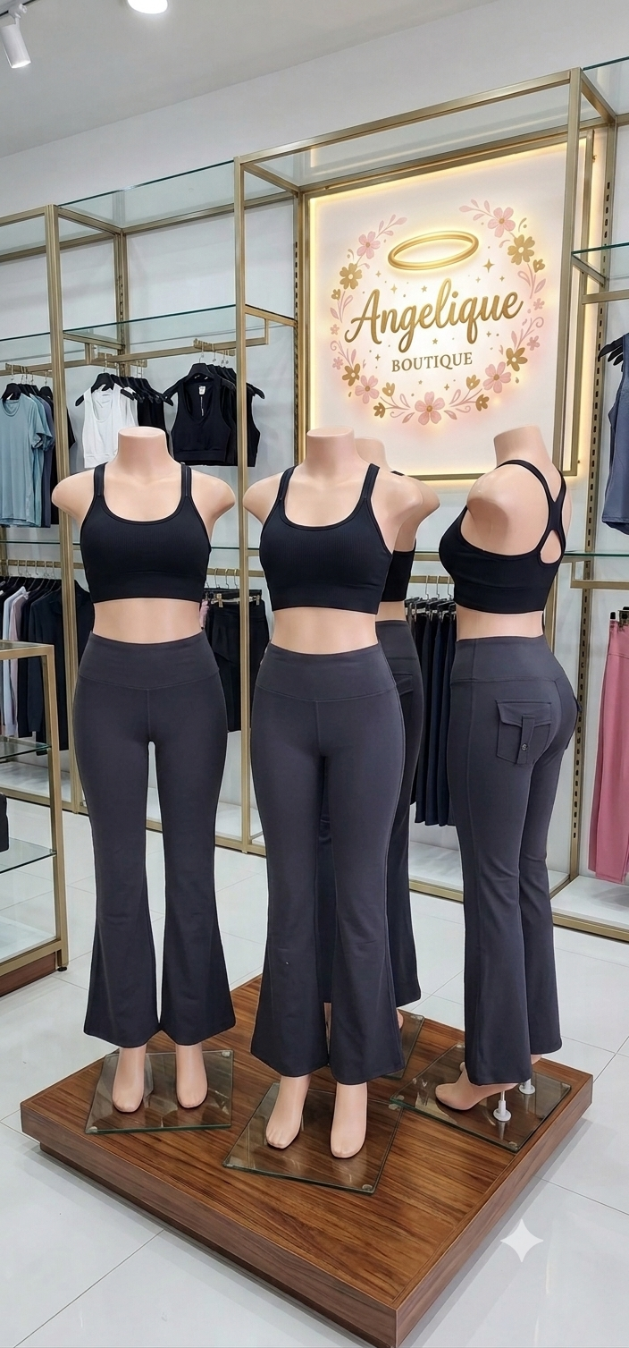 Leggings Acampanado con Bolsillos y Botones Media Compresión Grande-Extragrande