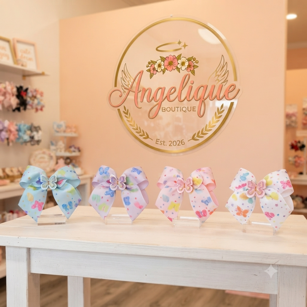 Rainbow Butterfly Hair Bow Girls Grosgrain Ribbon Clip