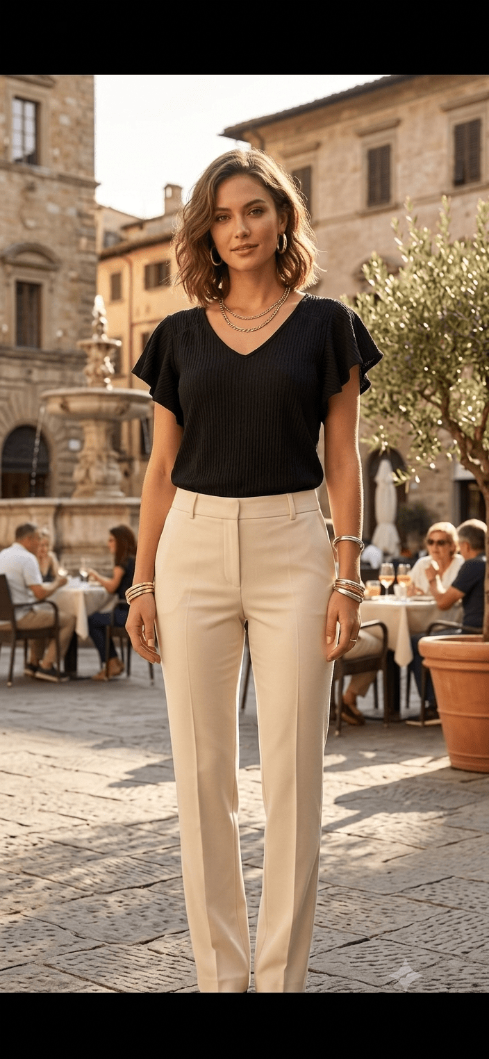 Elegant V-Neck Blouse with Butterfly Sleeves | Angelique Boutique