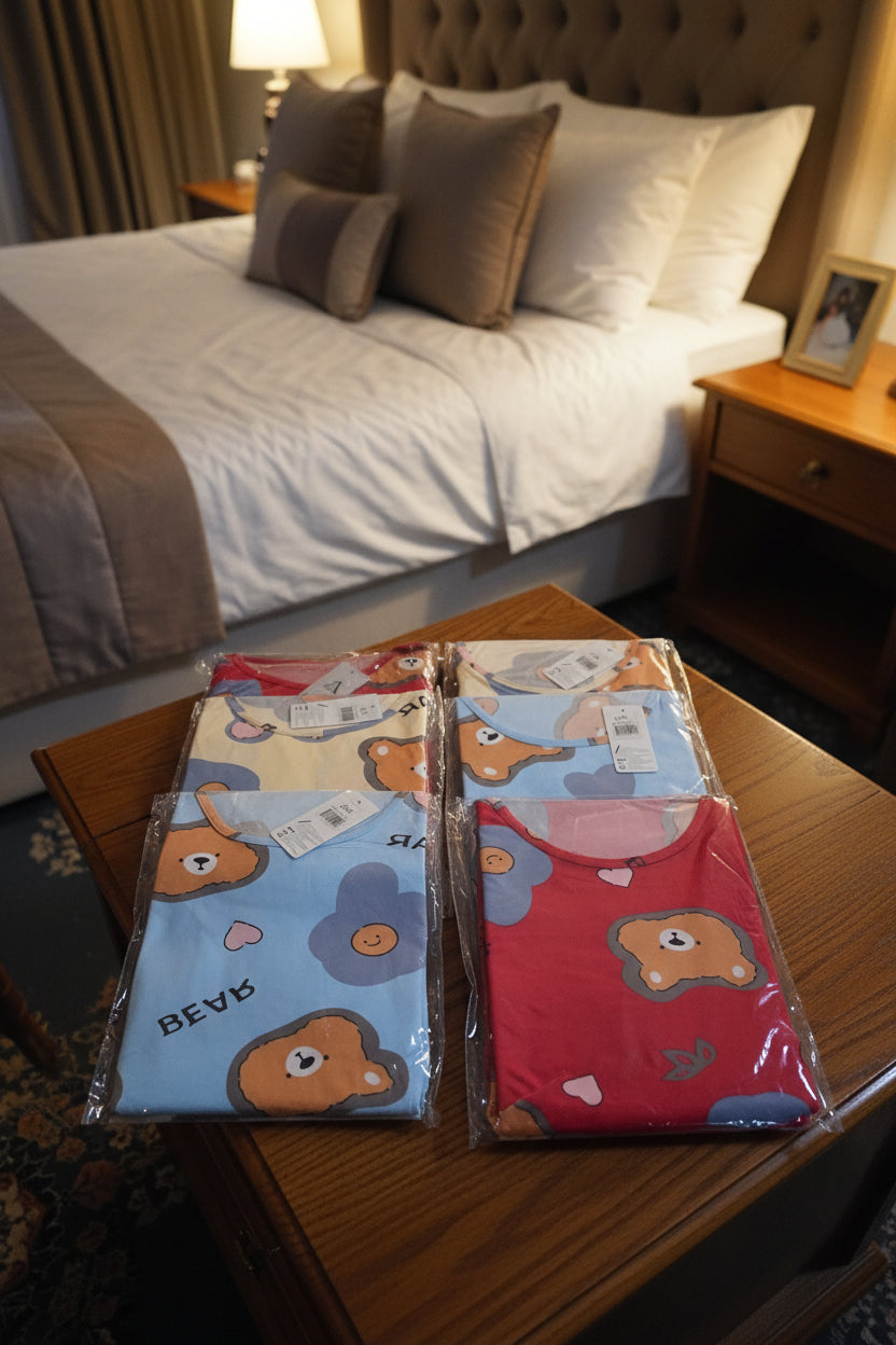 Pijama de Oso - Pantalón Corto con Bolsillos
