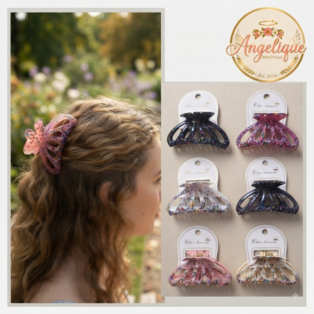 Butterfly Hair Clip with Glitter – Sparkly Hair Accessory