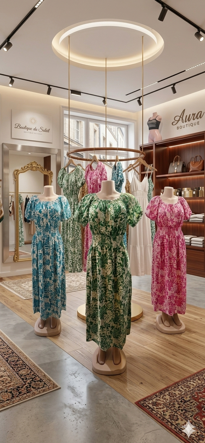 Vestido Floral con Elástico en Cintura