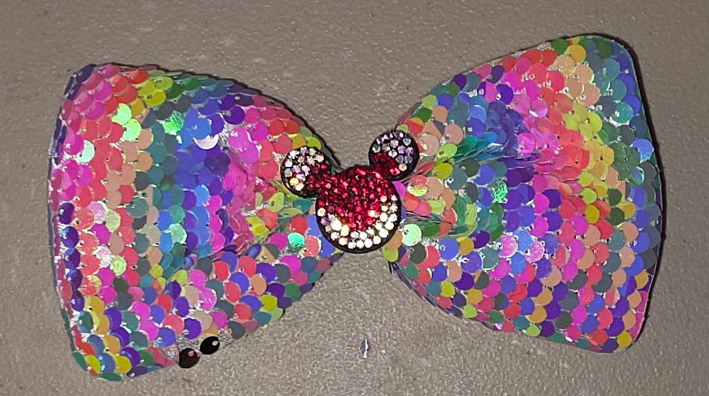 Large Sequin Mouse Ear Hair Bow for Girls