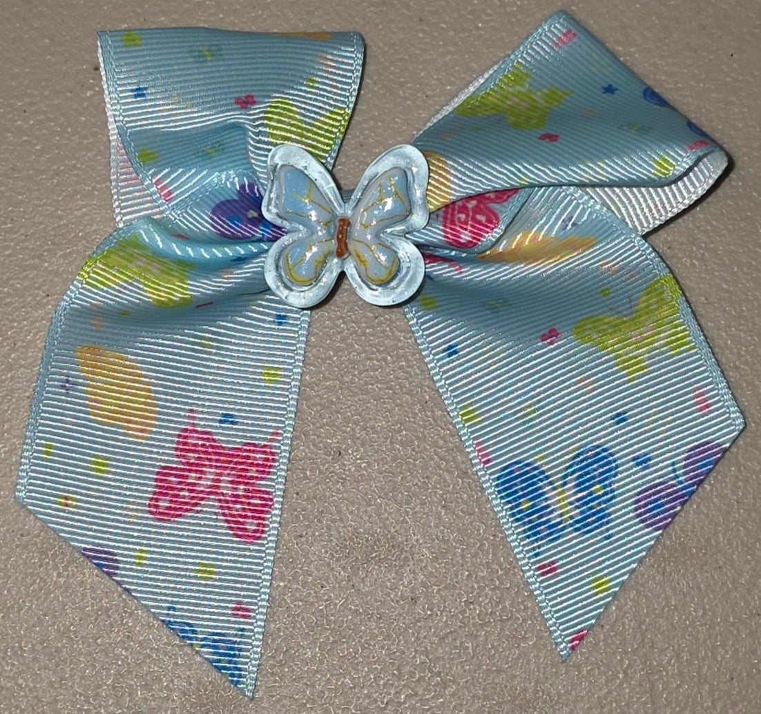 Rainbow Butterfly Hair Bow Girls Grosgrain Ribbon Clip