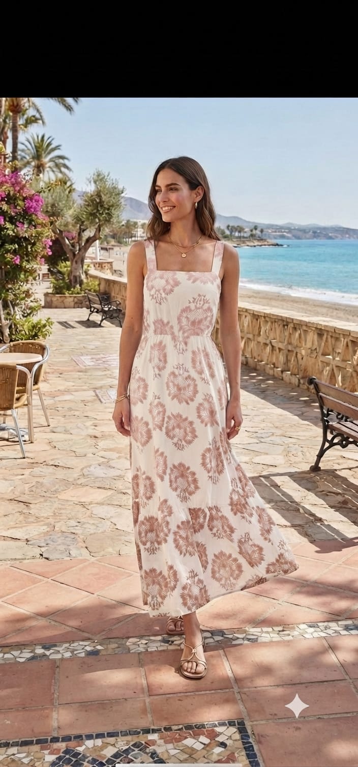 Floral Square Neck Maxi Dress Small-Medium and Large-Extra Large