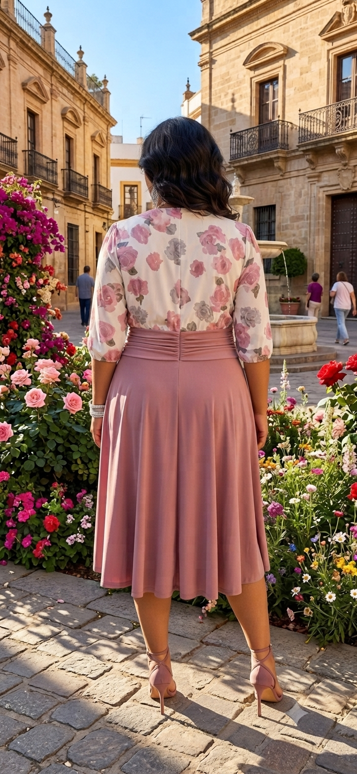 Floral Bolero Pleated Midi Dress w/ Belt