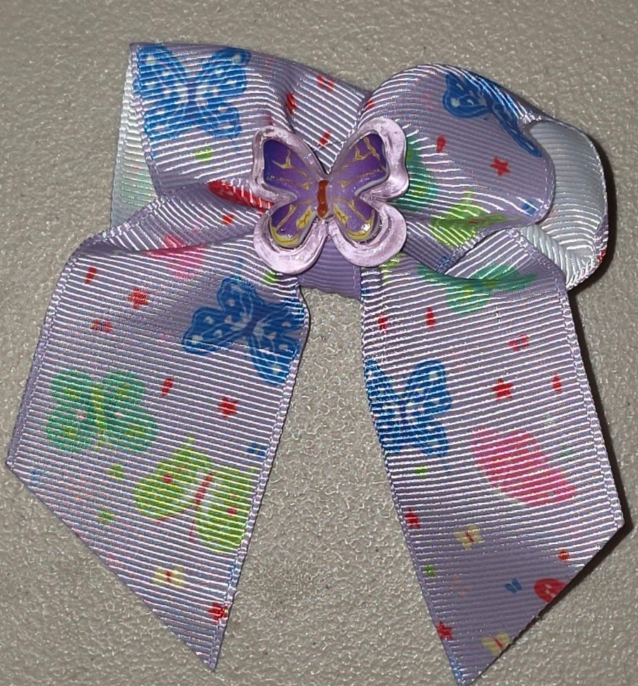 Rainbow Butterfly Hair Bow Girls Grosgrain Ribbon Clip
