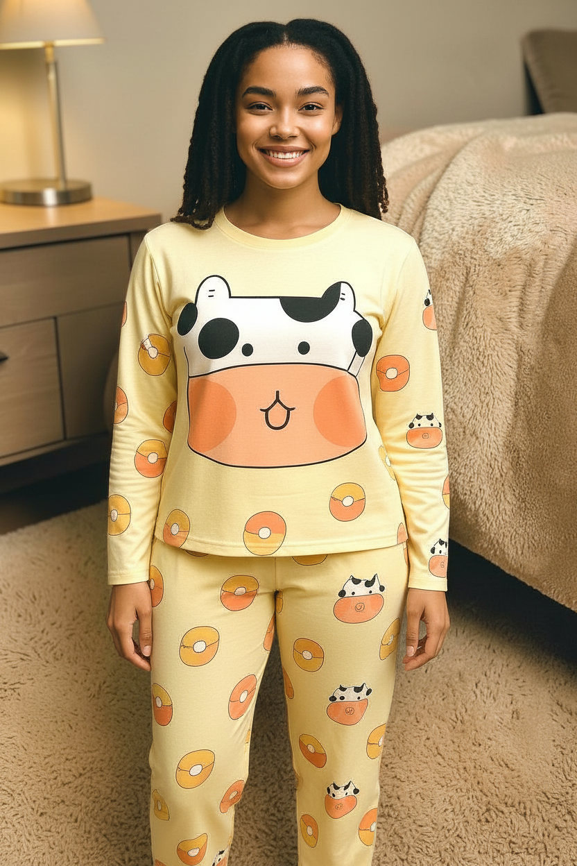Set Pijama de Dos Piezas Vaquita | Manga Larga | Alta Calidad