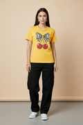 Blusa Manga Corta con Piedrería y Brillo Cherry – 60% Rayón / 35% Nylon / 5% Elastano