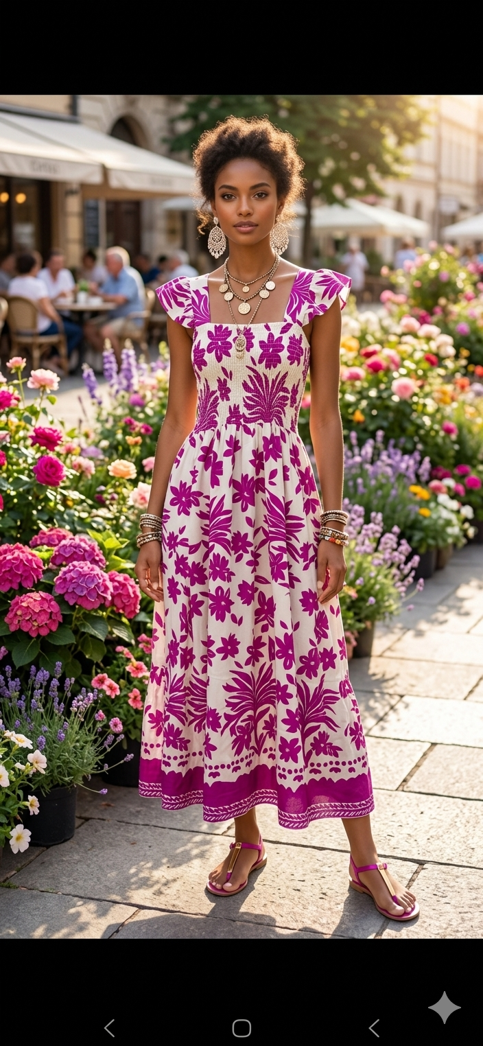 Vestido Largo Floral de Alta Calidad | Estampado Floral Elegante