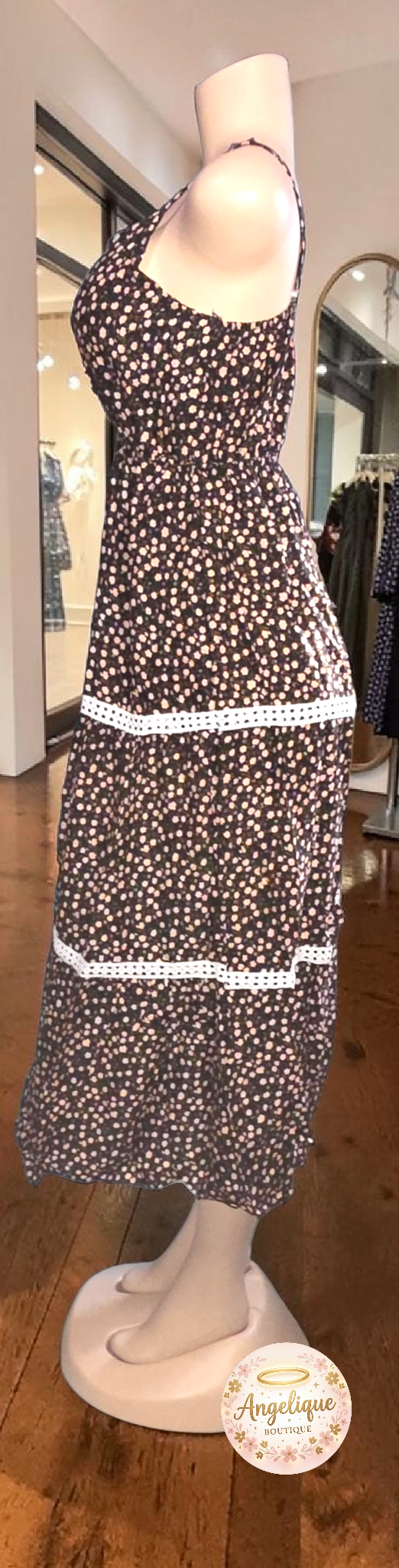Vestido Largo Floral Tejido – 65% Seda / 35% Poliéster