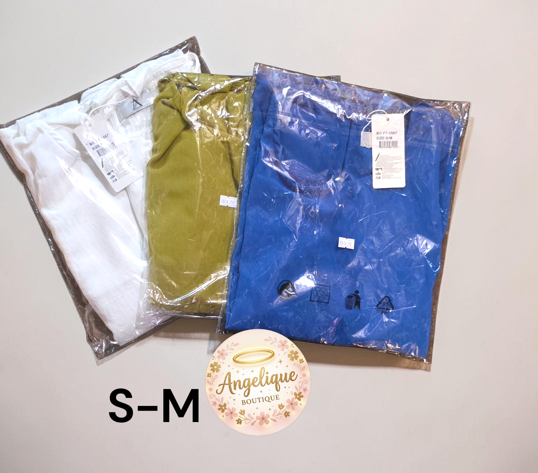 Blusa de Verano Cuello Redondo con Manga de Volantes – 65% Políster / 35% Algodón