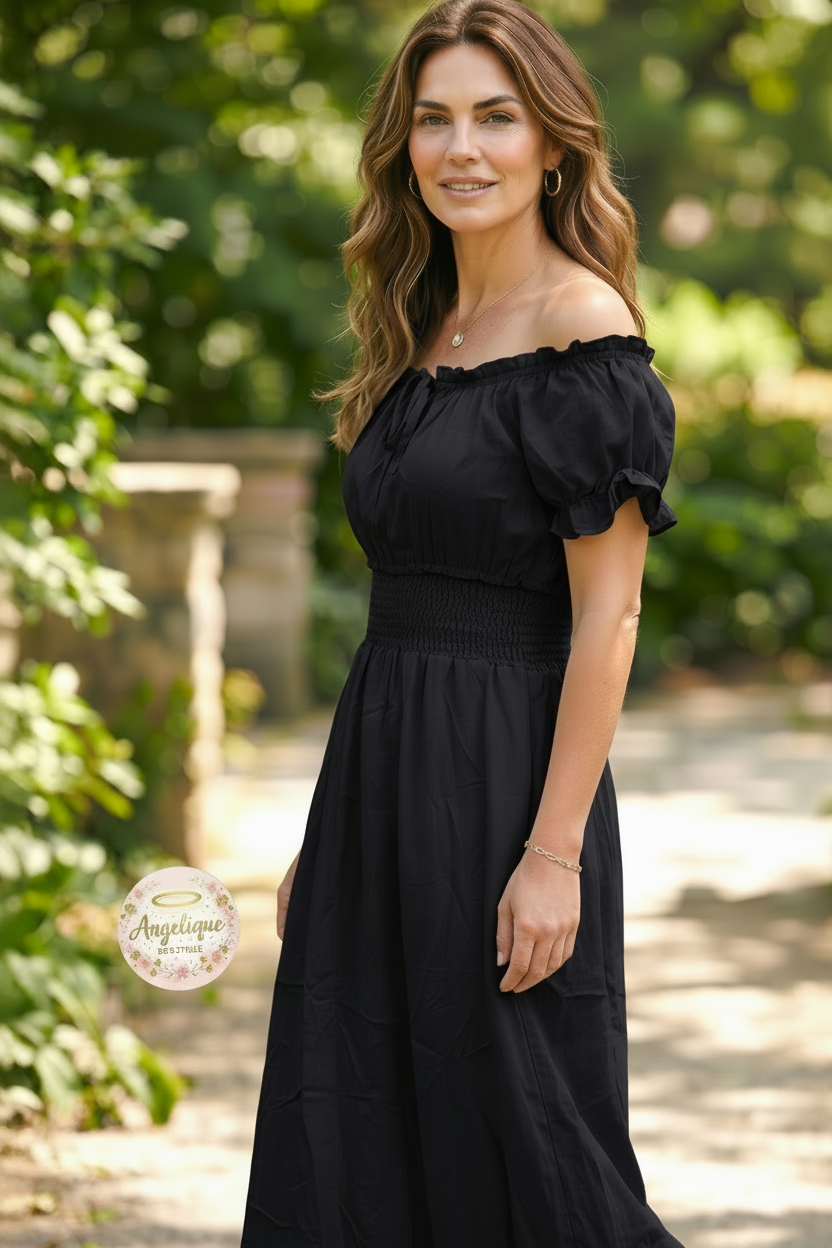 Vestido Campesino Bohemio – 65% Seda / 35% Poliéster