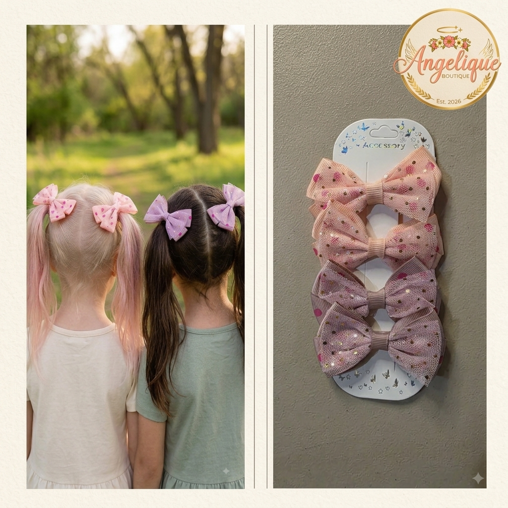 Hair Bow Set of 4 – Assorted Colors & Styles