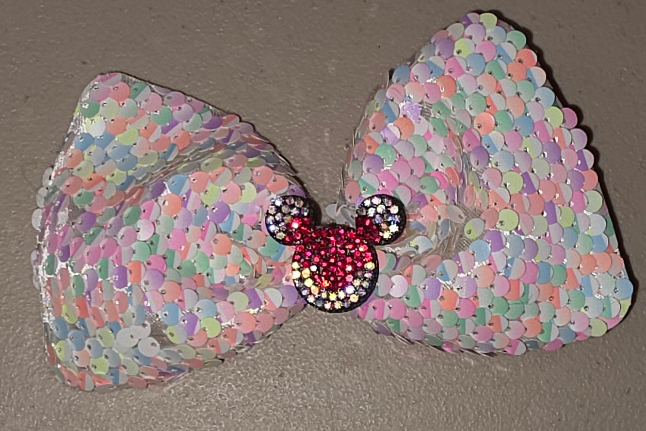 Large Sequin Mouse Ear Hair Bow for Girls