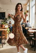 Vestido Animal Print Cheetah con Escote en V