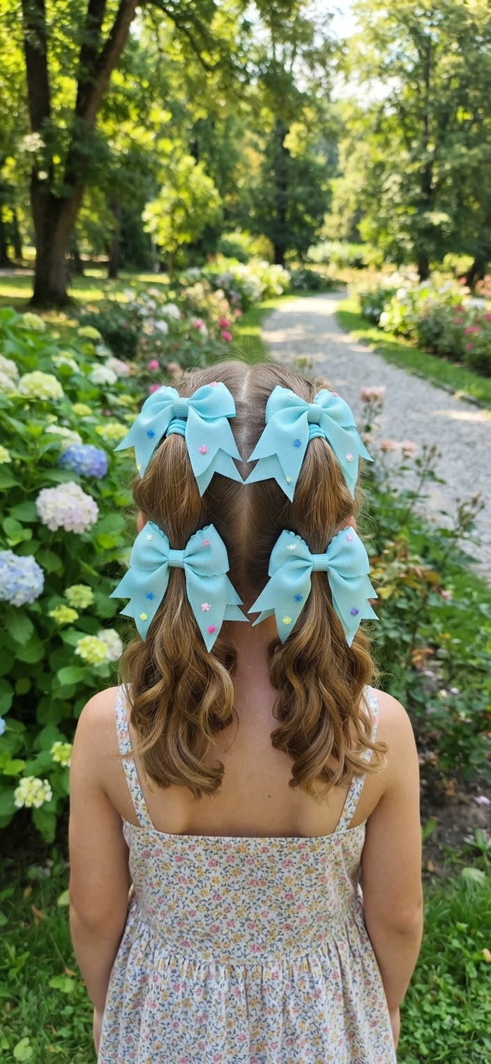 Girls Hair Bows Set of 4 – Colorful Bow Clips for Kids