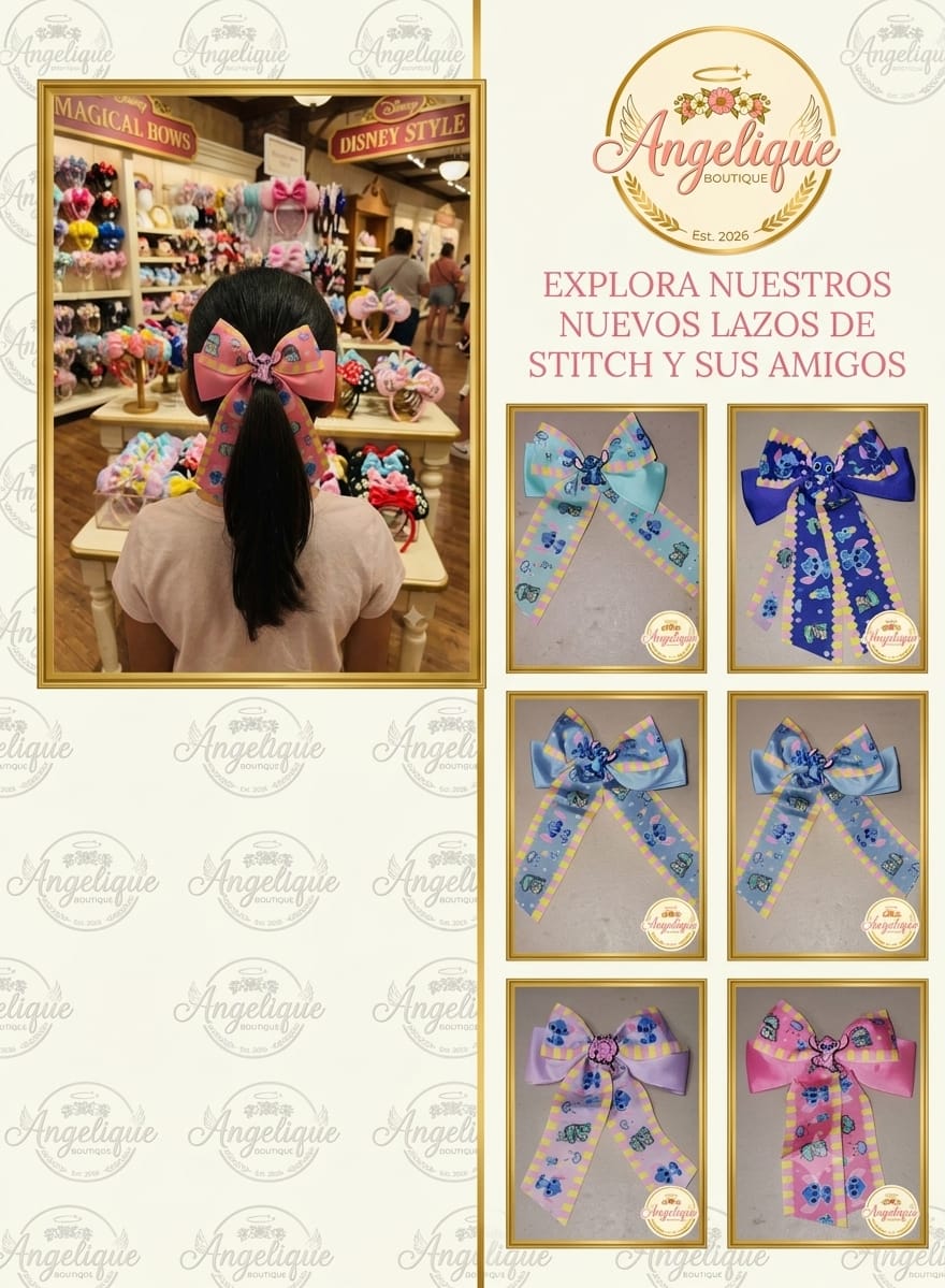 Stitch & Angel Tail Hair Bow Clip for Girls