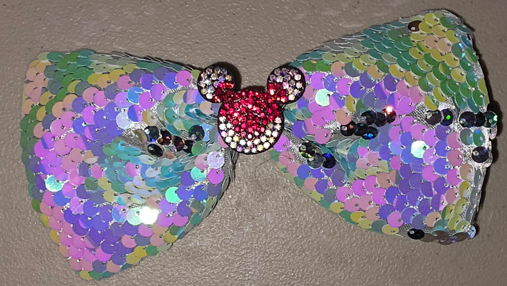 Large Sequin Mouse Ear Hair Bow for Girls