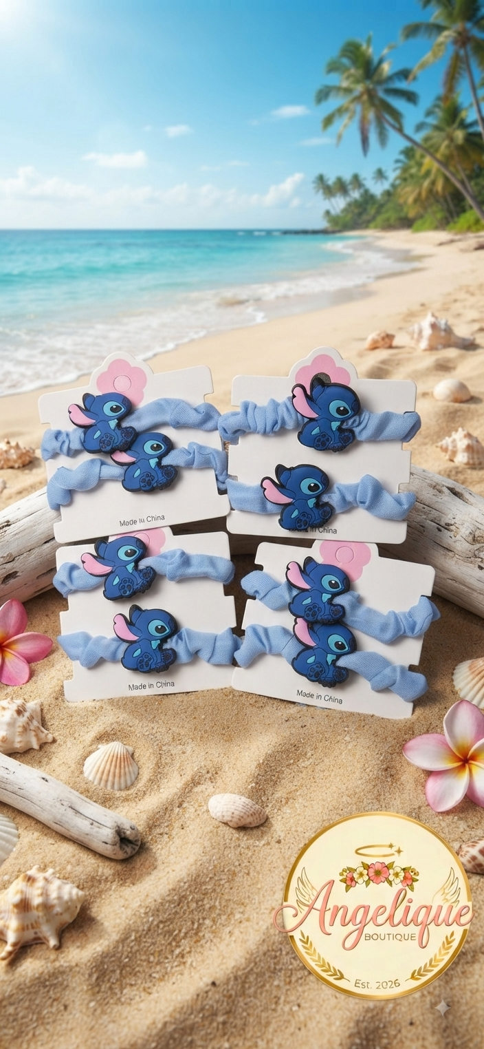 Cartoon Character Scrunchies Set of 2 – Cute Hair Ties for Girls